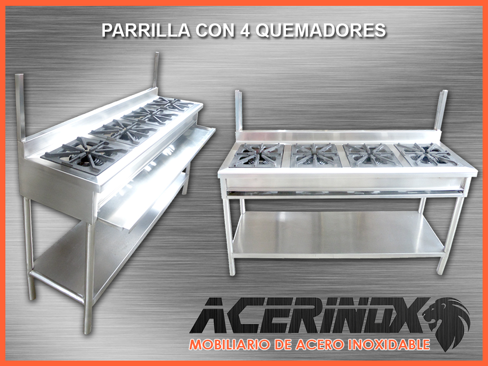 <span style="font-weight: bold;">PARRILLA LINEAL CON CUATRO QUEMADORES Y ENTREPAÑO</span>